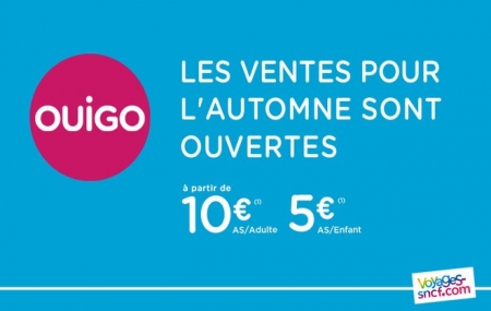 TGV OUIGO : dernières places, billets de train automne