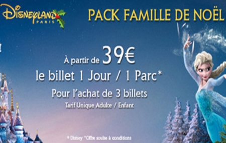 Disneyland® Paris : offre famille de Noël, tarif unique adulte/enfant
