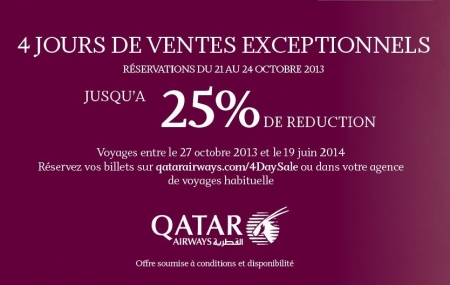 Qatar Airways : - 25% sur les classes Economique ou Affaires