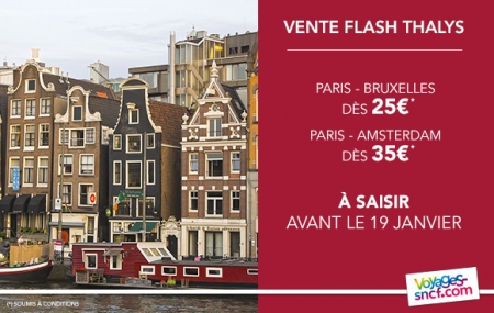 Train Thalys : vente flash, billets disponibles dès 25 €/pers